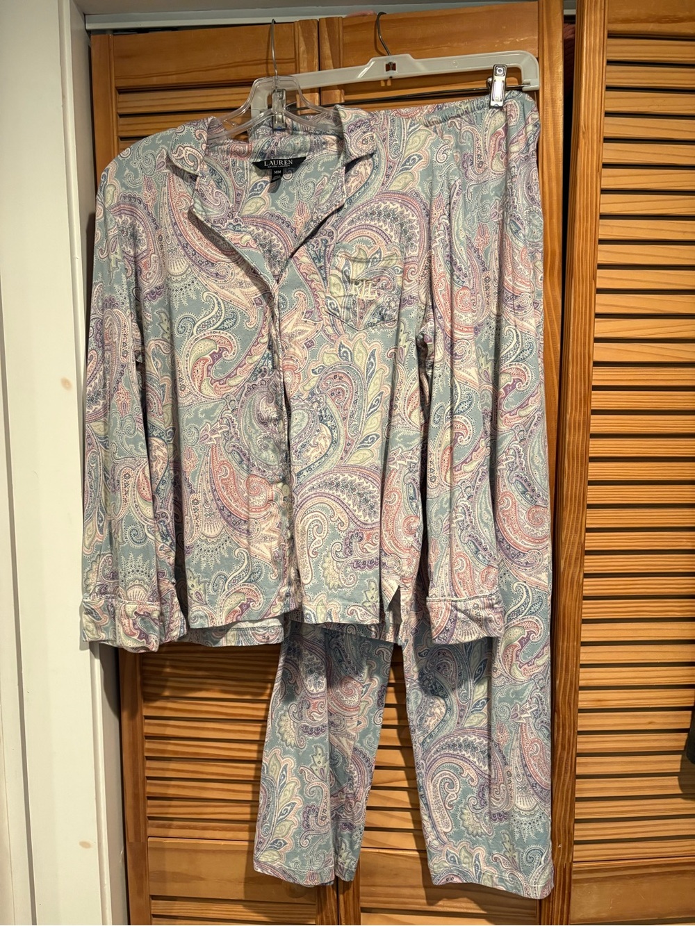 Lauren Ralph Lauren Pastel Paisley Two-Piece Pajama Set Loungewear Sleepwear
